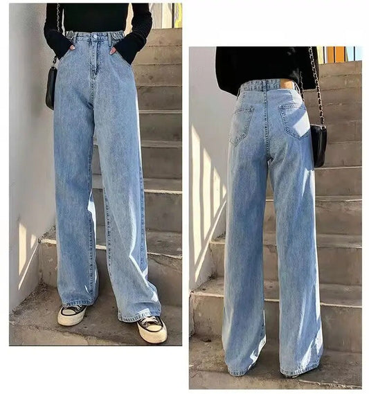 streetwear high waist women's fashion jeans woman girls women wide leg pants trousers female trousers denim bagge mom jeans