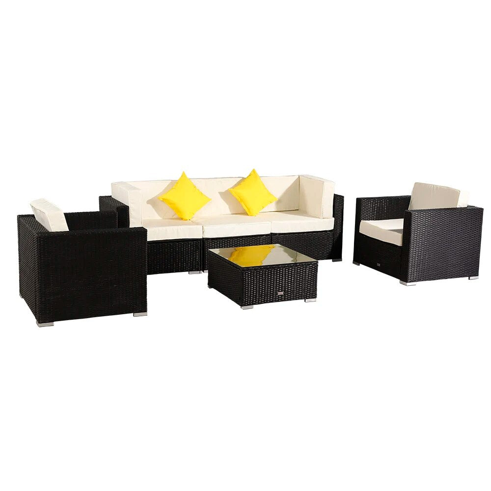 Two Styles Patio Furniture Set 6 Pieces Patio PE Wicker Rattan Corner Sofa Set US Warehouse In Stock