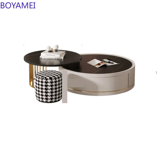 TV cabinet tea table combination modern simple Italian light luxury wind small house fashion retractable living room furniture