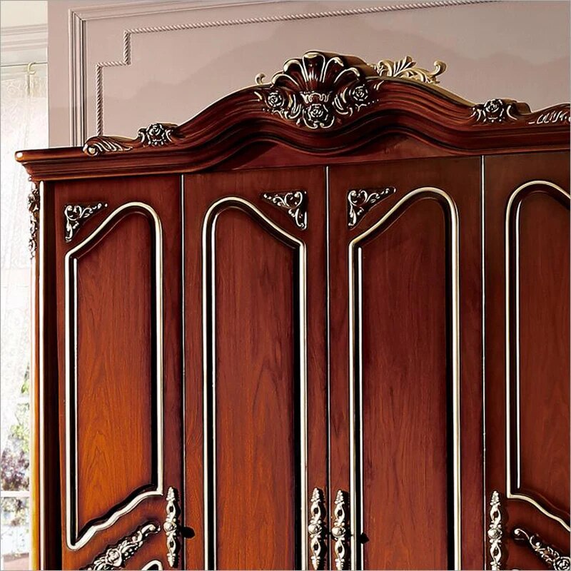 four door wardrobe Antique  European whole wardrobe French rural furniture wardrobe p10232