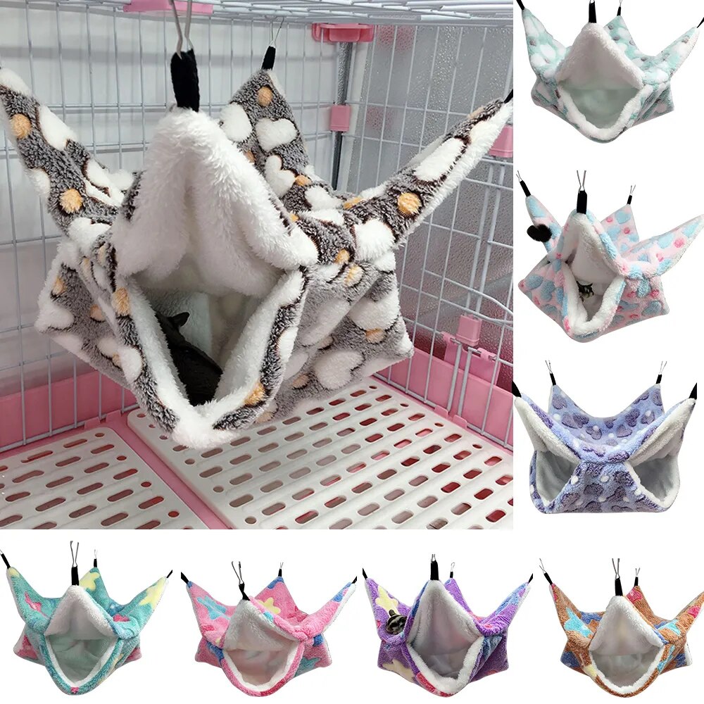 Pet Hammock Pet Bed Double Plush Soft Winter Warm Hanging Nest Bed Small Pet Hamster Houses Cotton Nests Pets Supplies