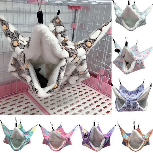 Pet Hammock Pet Bed Double Plush Soft Winter Warm Hanging Nest Bed Small Pet Hamster Houses Cotton Nests Pets Supplies