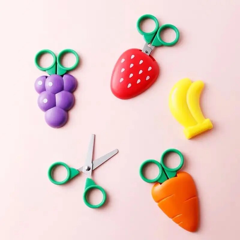 Sharkbang Kawaii Magnetic Carrot Fruit Art Handmade Scissors Kids DIY Paper Pattern Cutting Scissors School Children Stationery