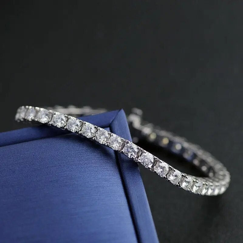 Lab Grown Test Positive Round Brilliant DEF Color 27 Pcs 6.5mm CTW Near 27 Carats Moissanite 14K White Gold 18cm Tennis Bracelet