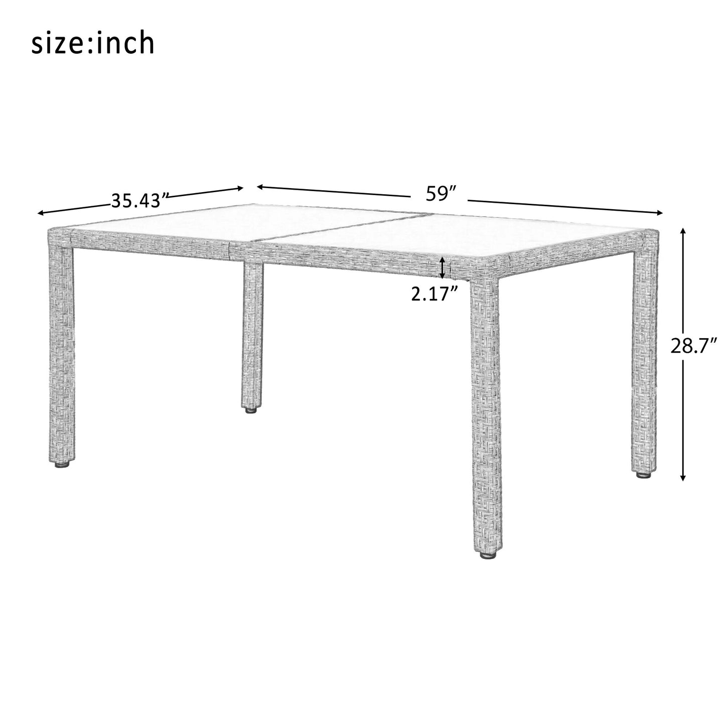 Outdoor Wicker Dining Table Chair 7 Piece Outdoor Patio Furniture Set 1 Table+6 Chairs Brown Seating Beige Cushions[US-Stock]