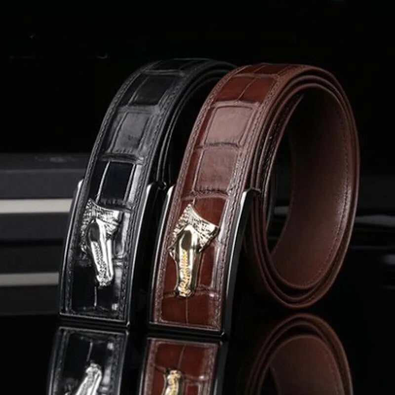 mafeimengge crocodile leather men belt  male belt business  leisure  Smooth buckle  Young  crocodile men belt