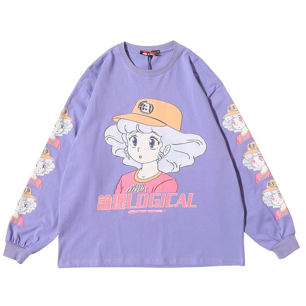 Japanese Harajuku Streetwear Kawaii T Shirt Anime Cartoon Long Sleeve Tee Shirts 2021 Spring Fashion Graphic Tees Men Clothing