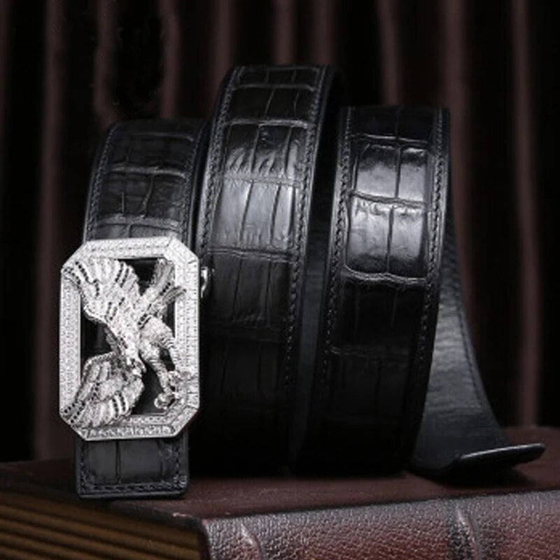 VVBrown  new Stainless steel  Plate buckles  crocodile  Men belt  Smooth buckle  men crocodile belt  male belt brown black