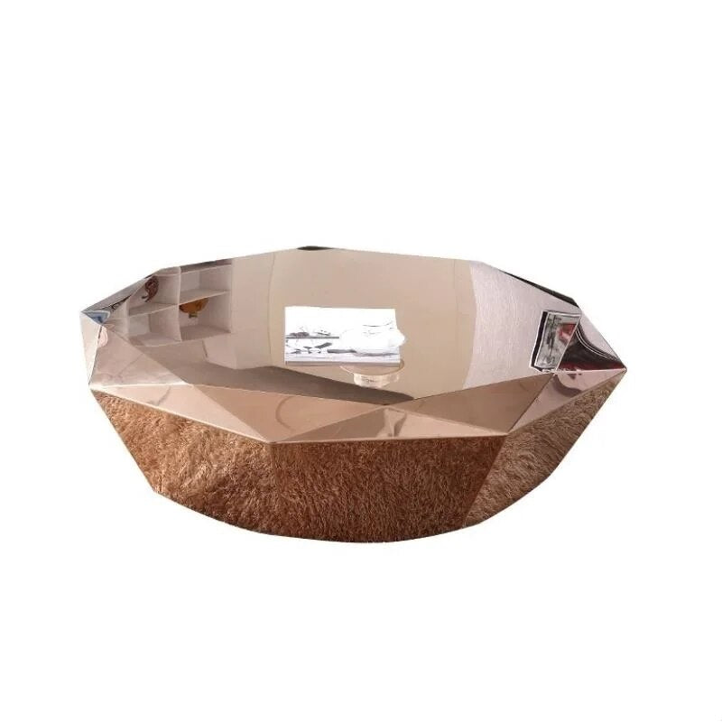 U-BEST Luxury furniture stainless steel diamond shape center coffee table ,Polygonal Metal Mirror Smooth Diamond Coffee Table
