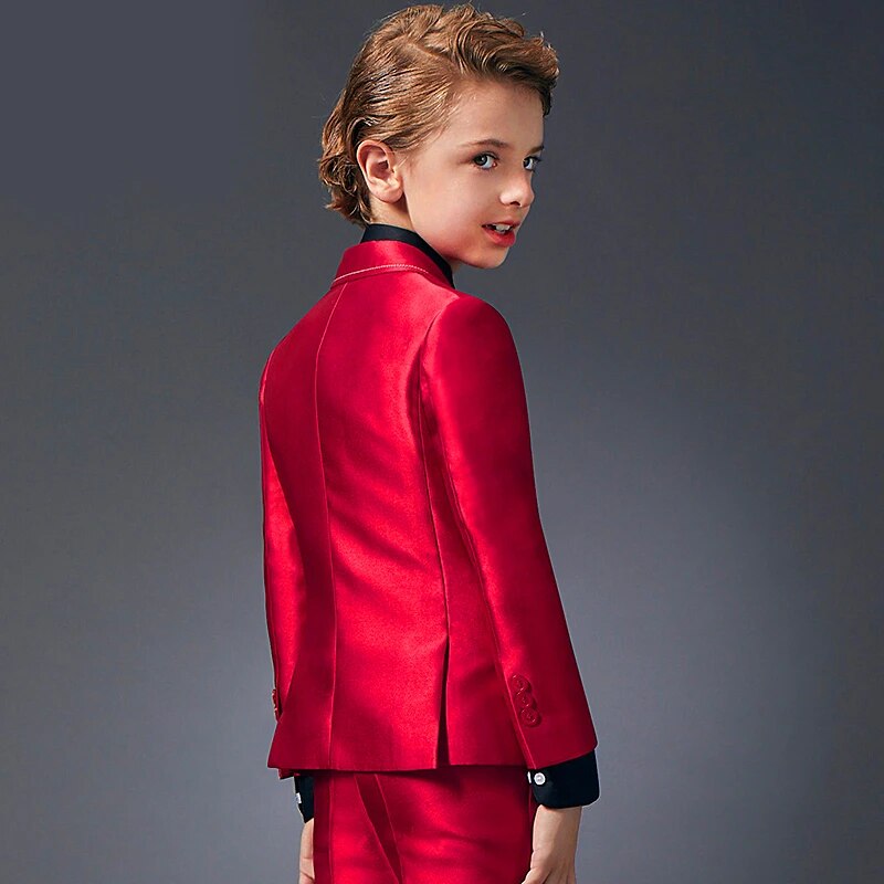 Children's Formal 5pcs Suit Sets Flower Boy Wedding Party Prom Birthday Dress Costume Kids Blazer Vest Shirts Pants Outfits