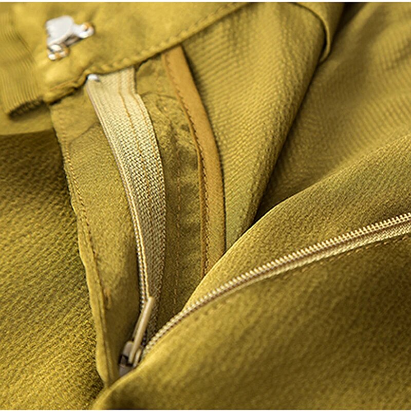 High-end 100% Heavy Silk Suit Women Wrapped Silk Two-piece Suit Long Sleeves Casual Pockets Pants Suits For Women New Fashion