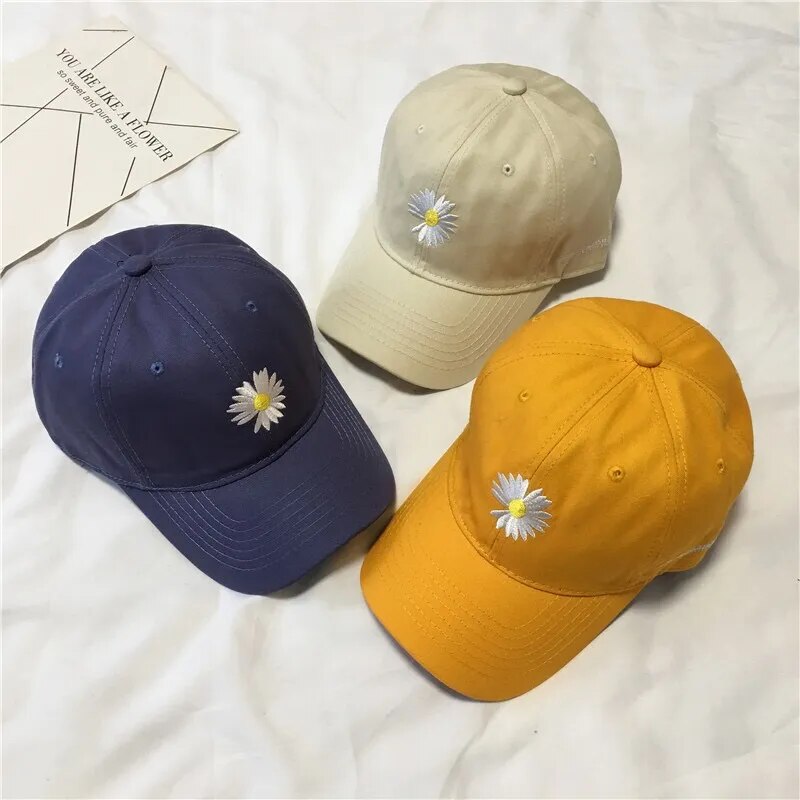 Adjustable Baseball Cap For Parent-Child Spring And Summer  Hats Embroidered Daisy Letter