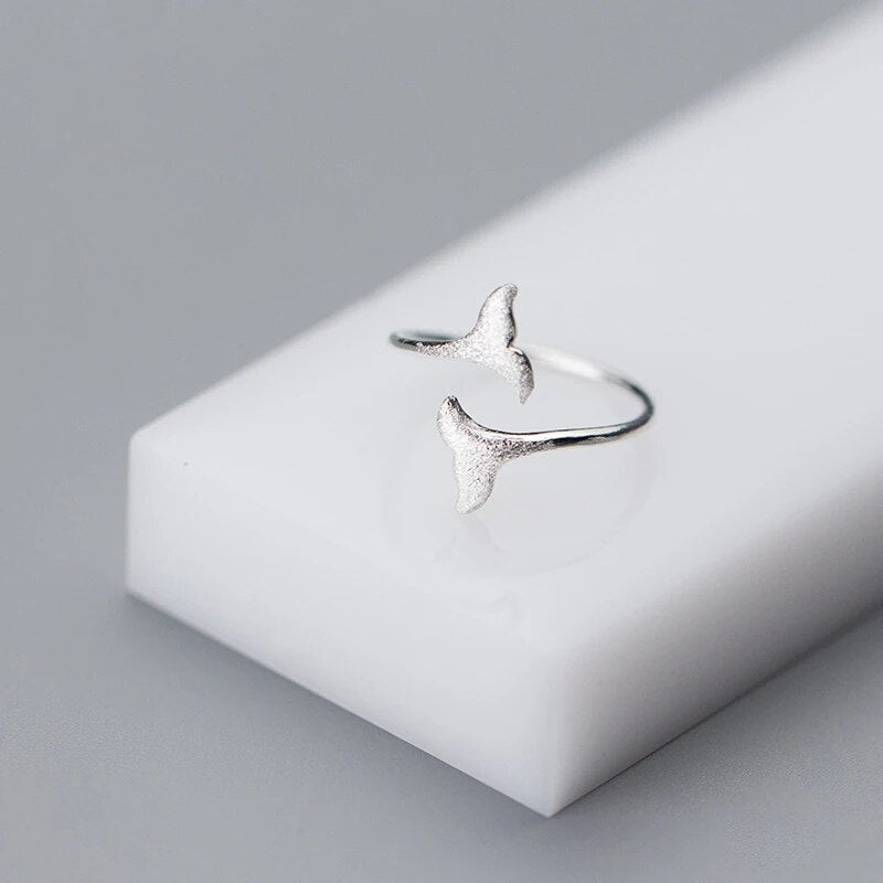 Modian Trendy Marine Life 925 Sterling Silver Frosted Mermaid Tail Finger Ring for Women Free Size Ring Fine Jewelry Girl Gift