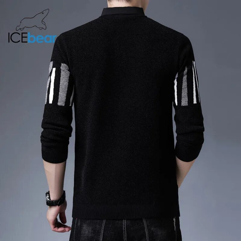 ICEbear 2021 Fall New Products Men's Long Sleeve Shirt Collar Pullover Fashionable Patterned Men's Clothing 1927
