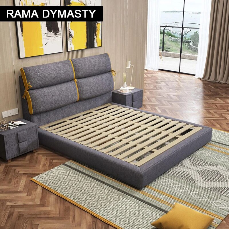 RAMA DYMASTY fashion fabric soft bed modern design bed bett, cama fashion king/queen size bedroom furniture