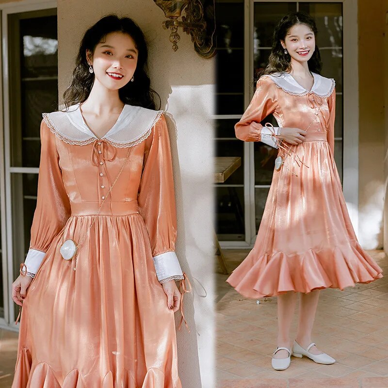 2020 new fashion women's clothing Peter pan Collar  Vintage  dress women  dresses