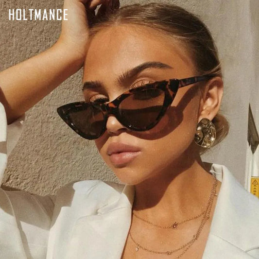 New Vintage Women Cat‘s Eye Sunglasses Lady Retro Cat Eye Sun Glasses Brand Designer Transparent Ocean Summer Eyewear For Female