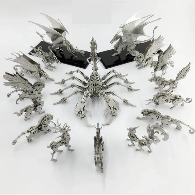 3D Metal Model Puzzle DIY Assembled Scorpion King Dragon Jigsaw Detachable Puzzle Zodiac Steel Warcraft Model Ornament Dropship