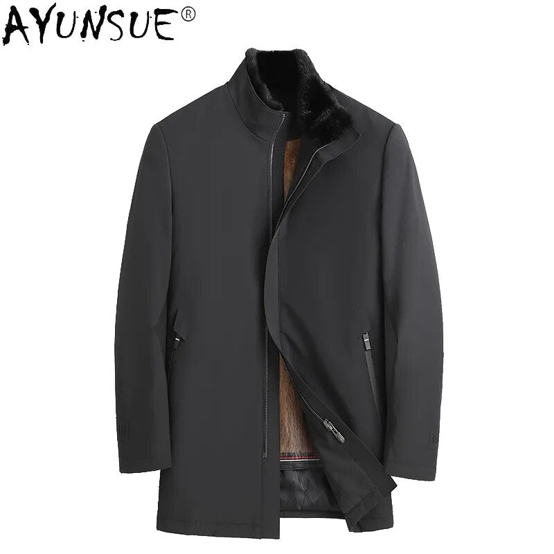 AYUNSUE 2020 Men's Clothing Winter Men Jacket Real Mink Fur Coat Thick Parkas Male Jackets 5XL Clothes Ropa De Hombre LXR482