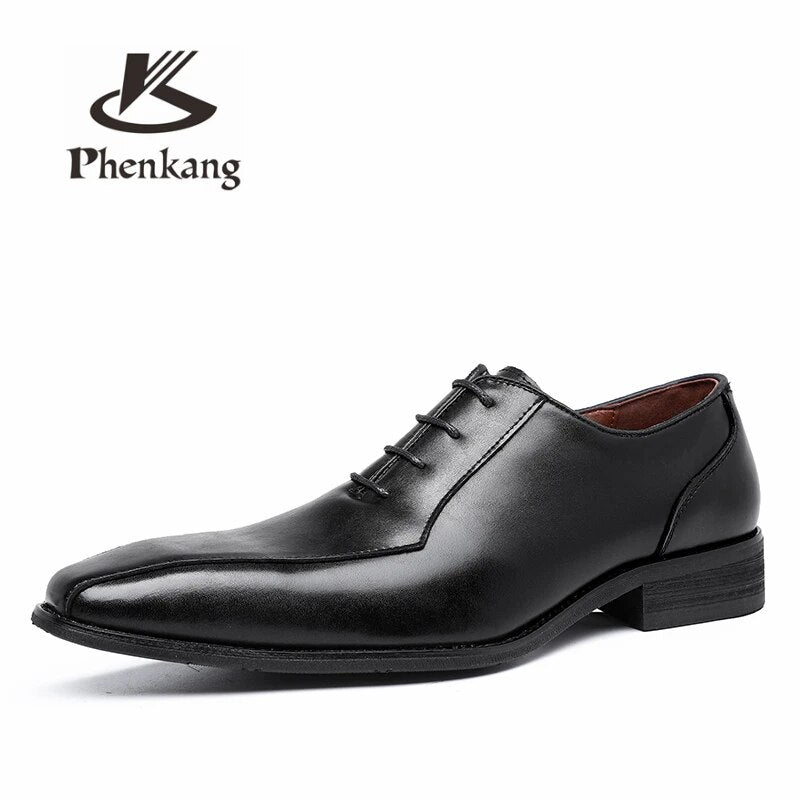 Men Genuine cow leather brogue wedding Business mens casual flats shoes 2020 black vintage oxford shoes for men's shoes