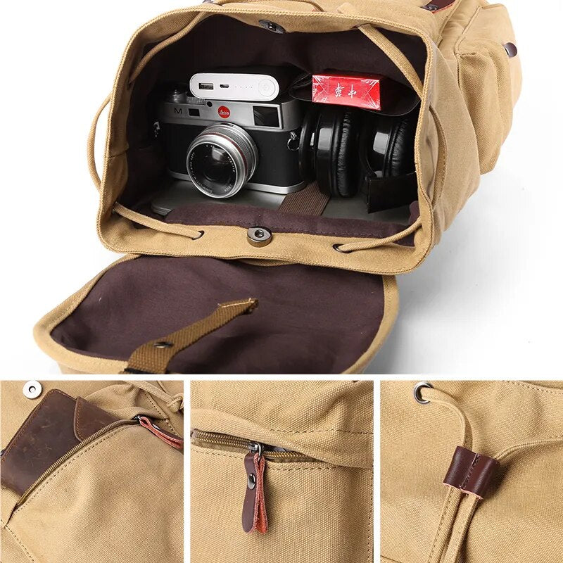 TANGHAO Canvas Backpack Unisex Vintage Casual Rucksack 17inch Laptop Backpack W/ USB Charging Port Schoolbag Student Mochia