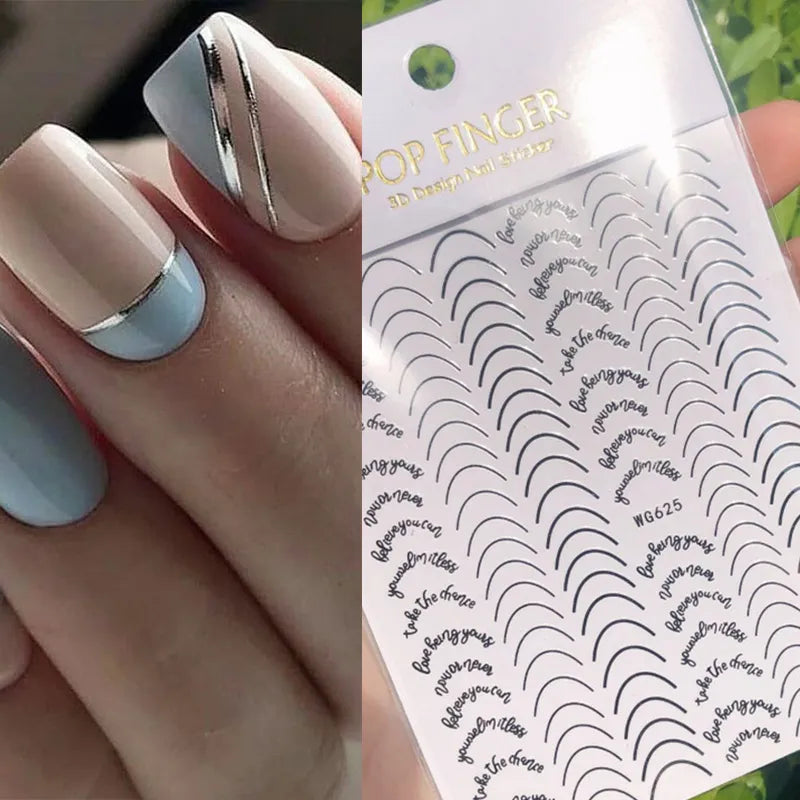 French Rose Gold Striping Tape Nail Design Stripe Lines Geometry 3D Sticker for Nails Gel Polish Sticker Decals for Manicuring