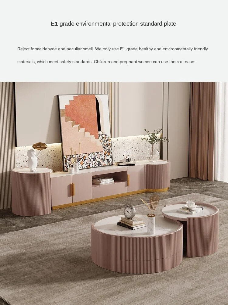 high-end living room coffee table TV cabinet 2021 new post-modern minimalist rock plate fashion complete sets of furniture