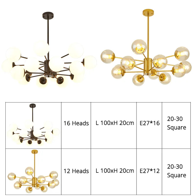 Chandelier Nordic Creative Art Lighting Post-modern Simple Atmosphere Bedroom Dining Room Lamp Iron Magic Bean Living Room Lamp
