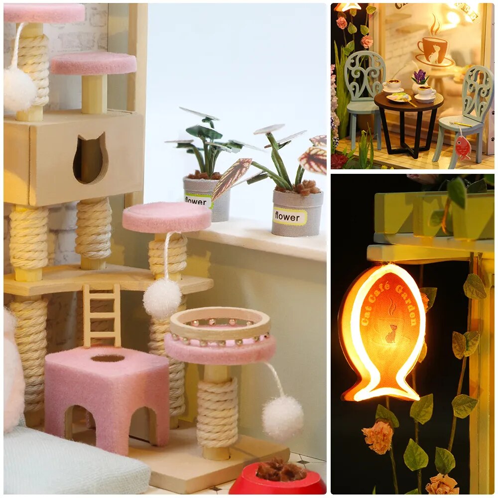 CUTEBEE DIY Dollhouse Kit Wooden Doll Houses Miniature Furniture Kit Casa With Dust Cover Led Toys for Children Birthday Gift