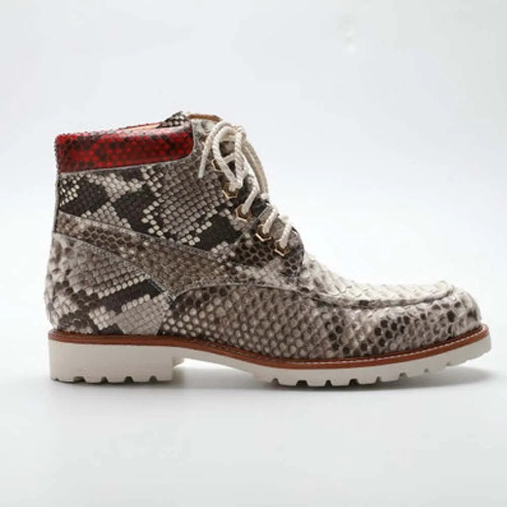 dae Spring 2023 new python skin men's leather men shoes high top men's Martin boots British style casual male boots snake skin