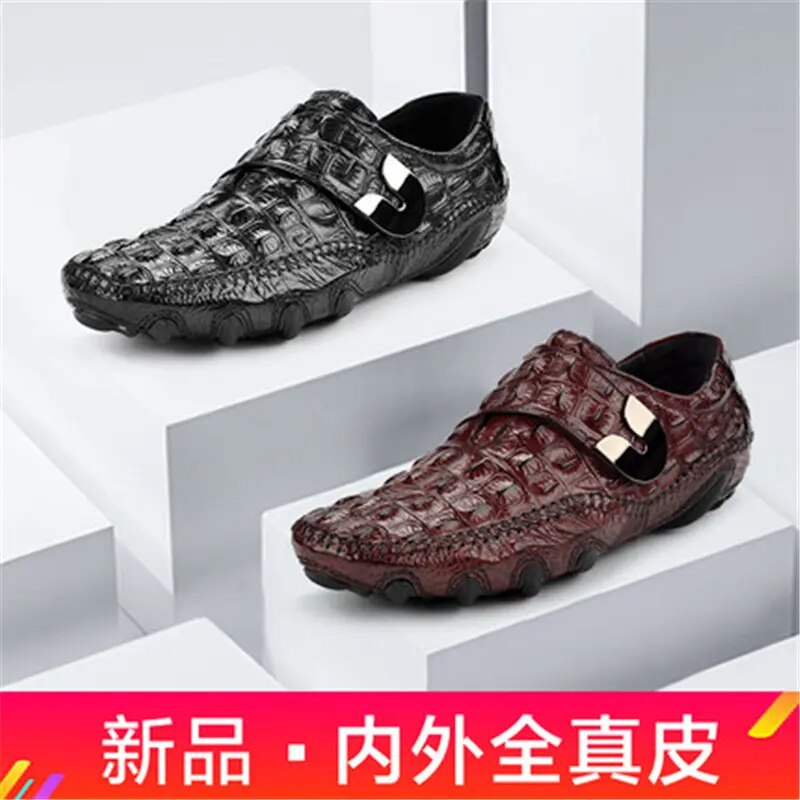Men's casual shoes Crocodile shoes fashion men's shoes 100 pairs of bean shoes men's leather fall new