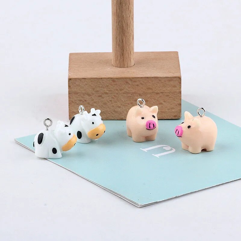 Animal Family Bee Dog Cow Chicken Pig  Resin Charms Pendant Earring DIY Fashion Jewelry Accessories SO CUTE