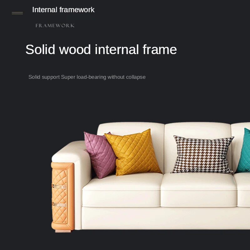 Post-Modern Luxury Leather Combination Sofa Italian Living Room Creative Customizable Large-Sized House Luxury Villa Furniture