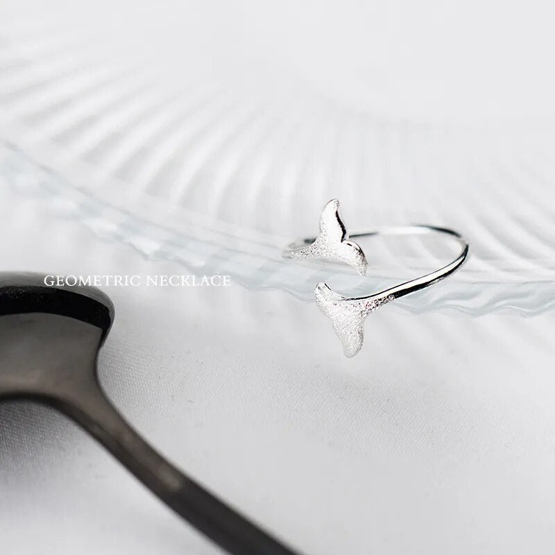 Modian Trendy Marine Life 925 Sterling Silver Frosted Mermaid Tail Finger Ring for Women Free Size Ring Fine Jewelry Girl Gift