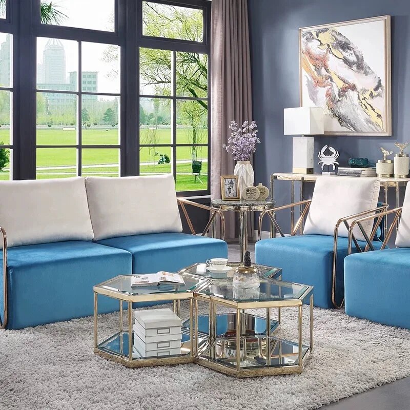 U-BEST modern living room glass top coffee table home furniture luxury side center coffee tea table