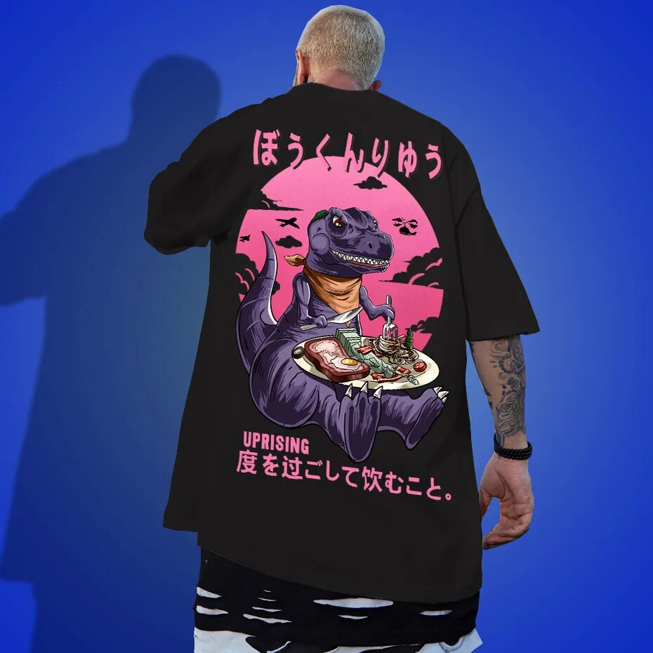 UPRISING t shirt Men Cartoon Dinosaur Printed Men's t shirt Summer Tee shirts O-Neck Fashion High Street Tees hip hop Streetwear