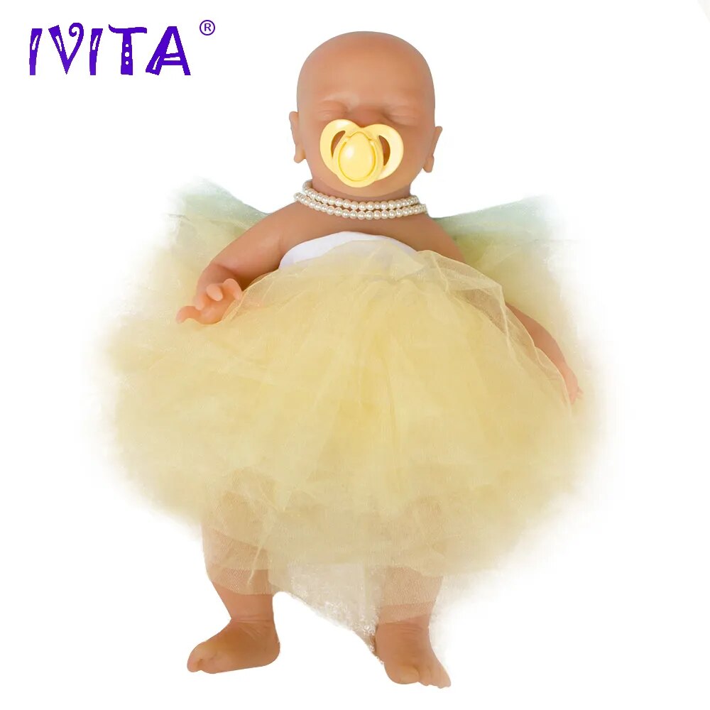 IVITA WG1514 18inch Silicone Babies Dolls Girl Eyes Closed Alive Real Reborn Baby Soft Realistic Toys for Children with Clothes