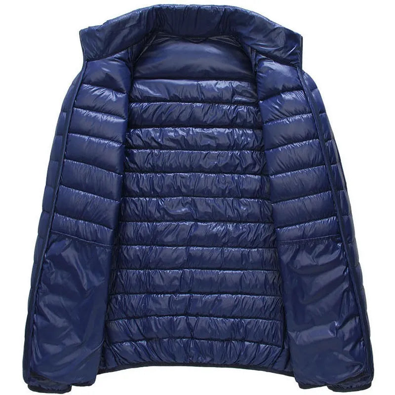 Men Winter Puffer Jacket 2023 New Ultra Light 90% White Duck Down Jackets Casual Portable Winter Coat for Men 4XL 5XL 6XL - KAISERINC