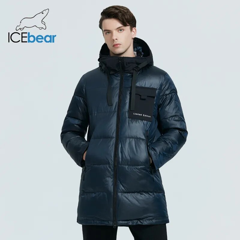 ICEbear 2022 high-quality men's casual hooded jacket new winter mid-length cotton coat brand men's clothing  MWD20923I