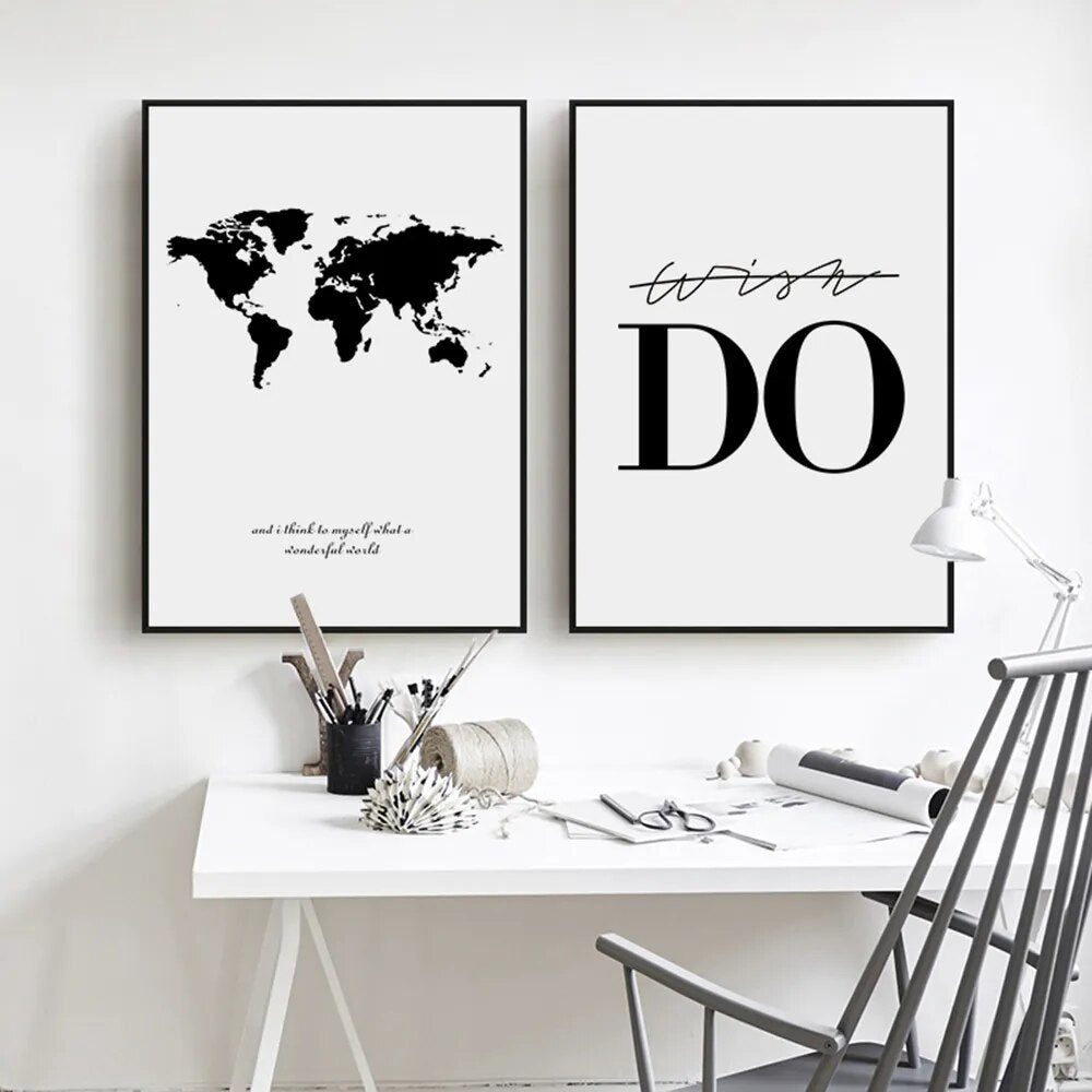 Nordic World Map Canvas Painting Wall Art Poster And Print Wall Pictures For Living Room Decorative Picture Plakat Home Decor
