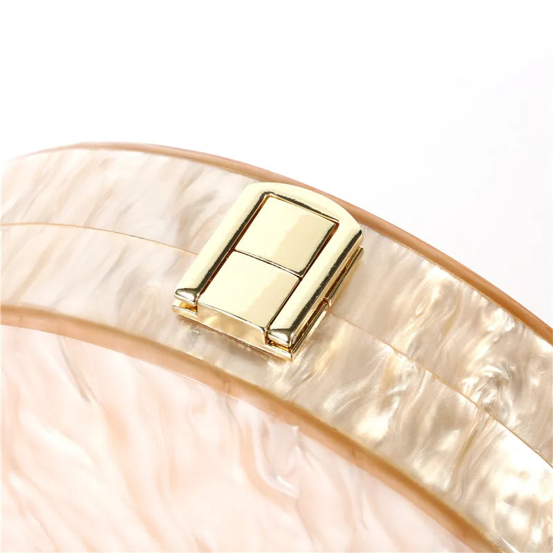 New Fashion Semicircle Wallet Women Messenger Acrylic Beige Solid Dinner Handbags Woman Evening Bags Trendy Party Clutch Purse