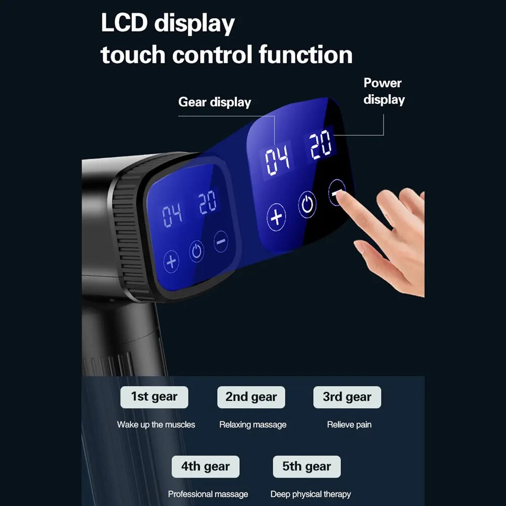 Youmay Massage Gun LCD Touch Display Muscle Massager Pain Relief  Deep Tissue Fascia Gun Electric Body Massager Shaping Slimming