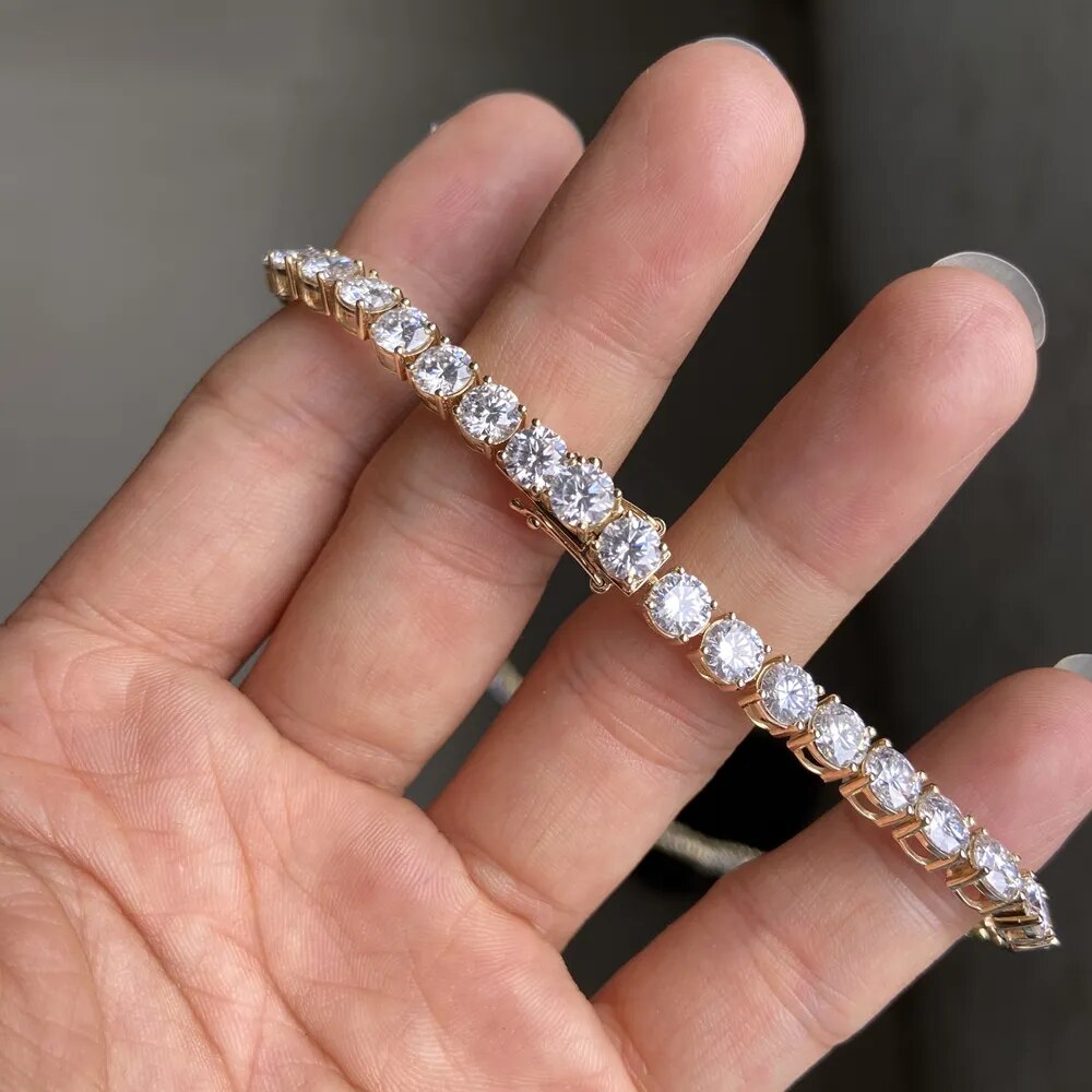 Meisidian 925 Sterling Silver Iced Out Moissanite Diamond Tennis Necklace  Jewelry for Mens