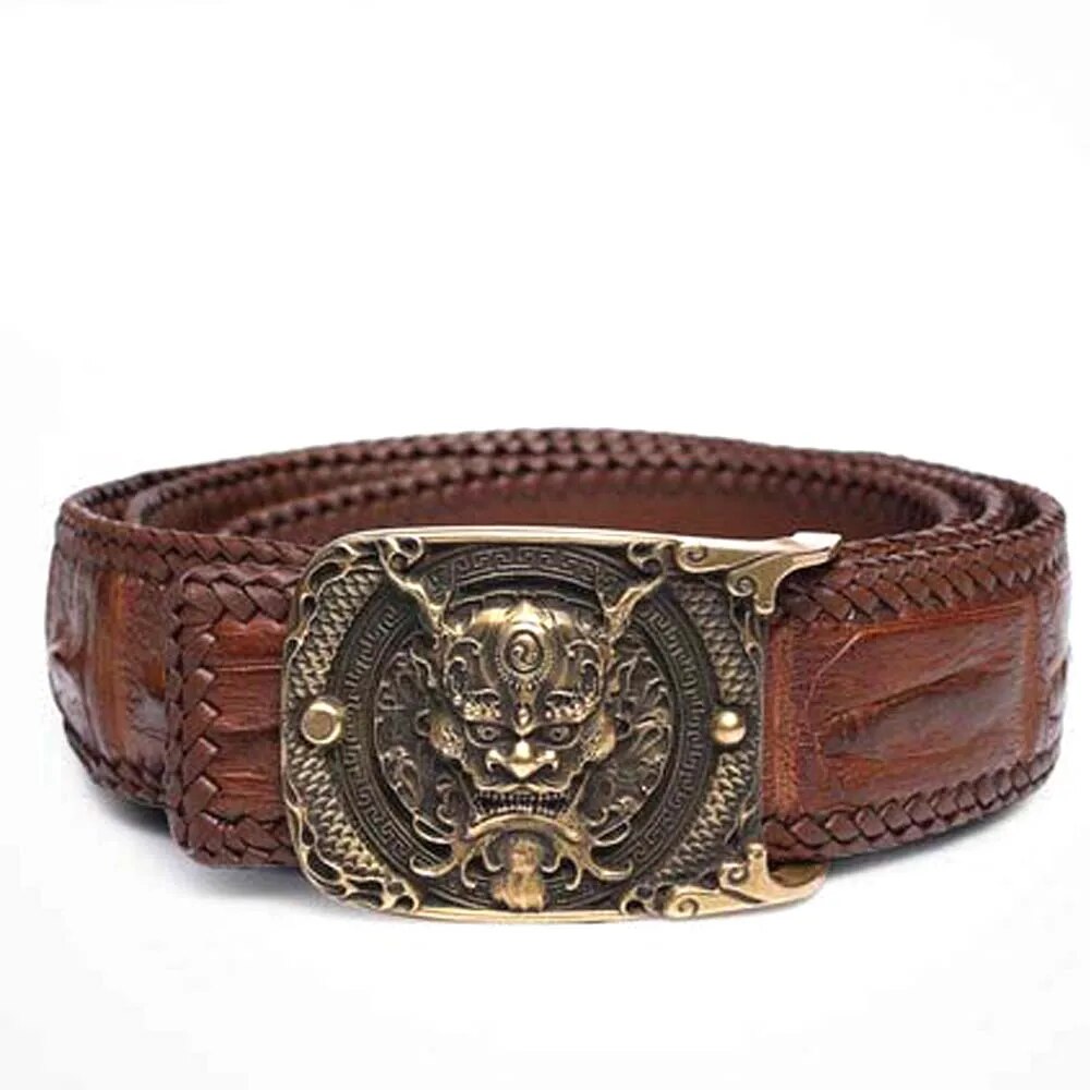 gete import  Estuarine crocodile leather belt  Men crocodile belt  brass  Carving  dragon  Smooth buckle  high-grade  men blet