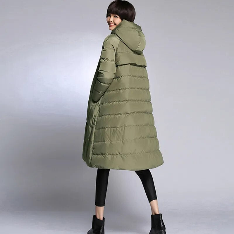 2020 womens winter thick down coats black navy blue army green red  8XL size  clothes female  long jackets for women winter - KAISERINC