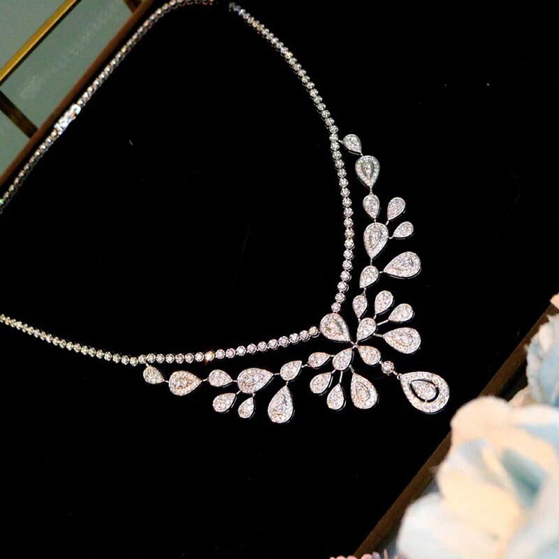 JK&JY Luxury 18K White Gold 6.5ct Natural Diamond Necklace Weight 37 g Noble Party Jewelry 100% Quality Assurance