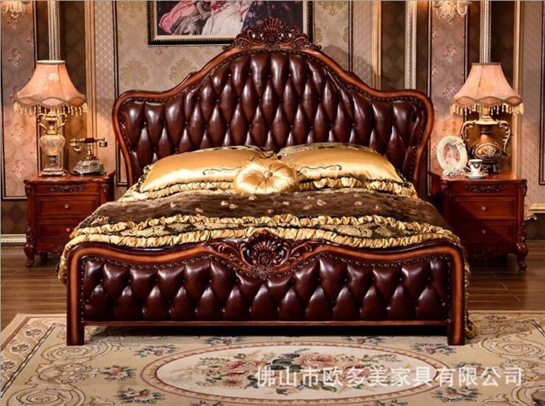modern American solid wood bed 2 people Fashion  bedroom set furniture d1411