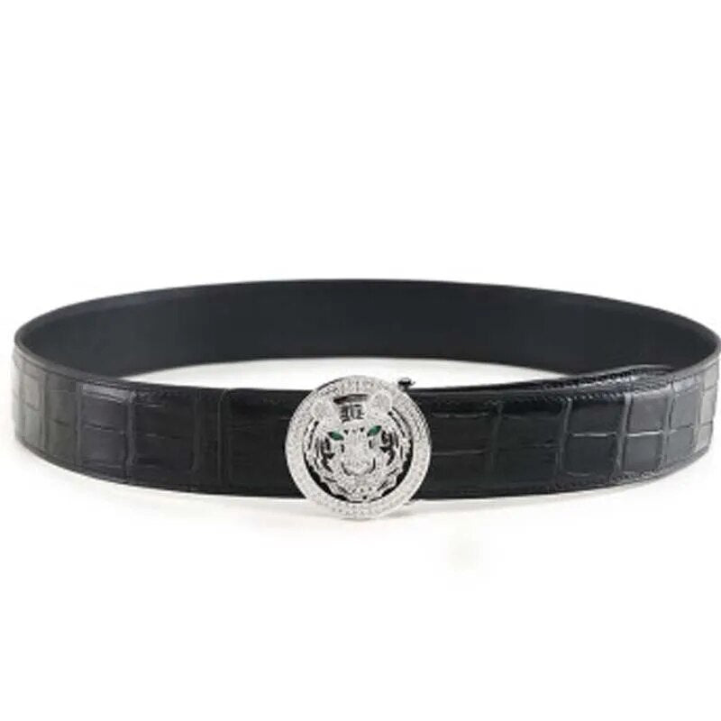VVBrown men crocodile belt  Stainless steel  Plate buckles  male  Smooth buckle men belt  male  men belt crocodile leather belt
