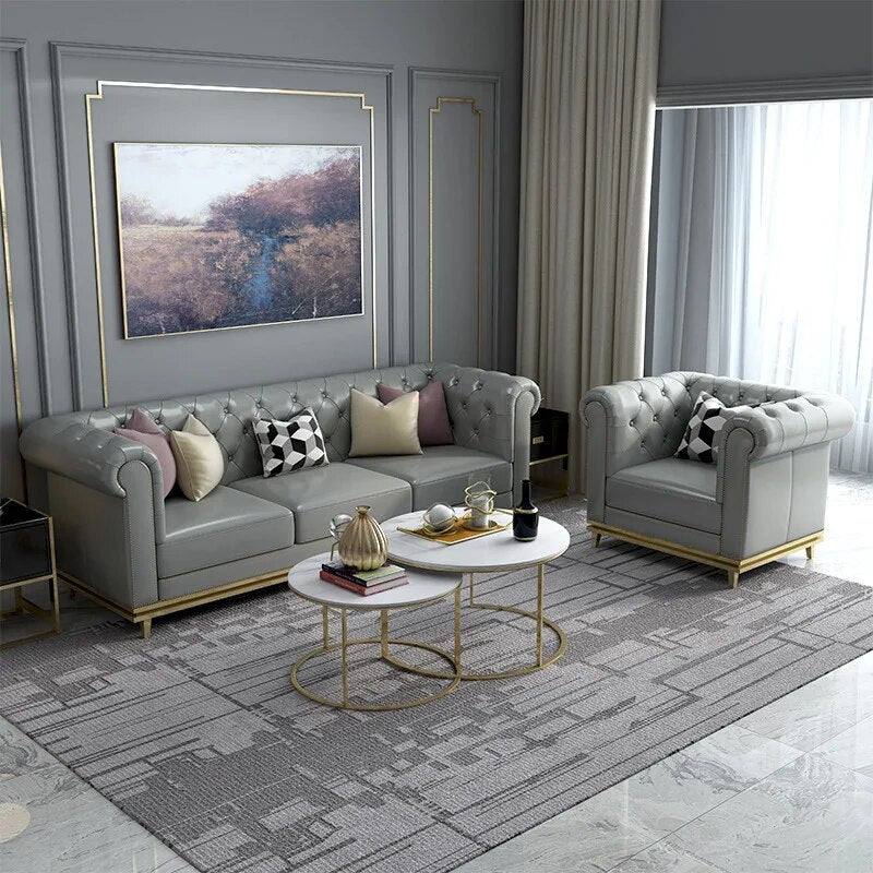 Sofa modern villa living room leather sofa set furniture