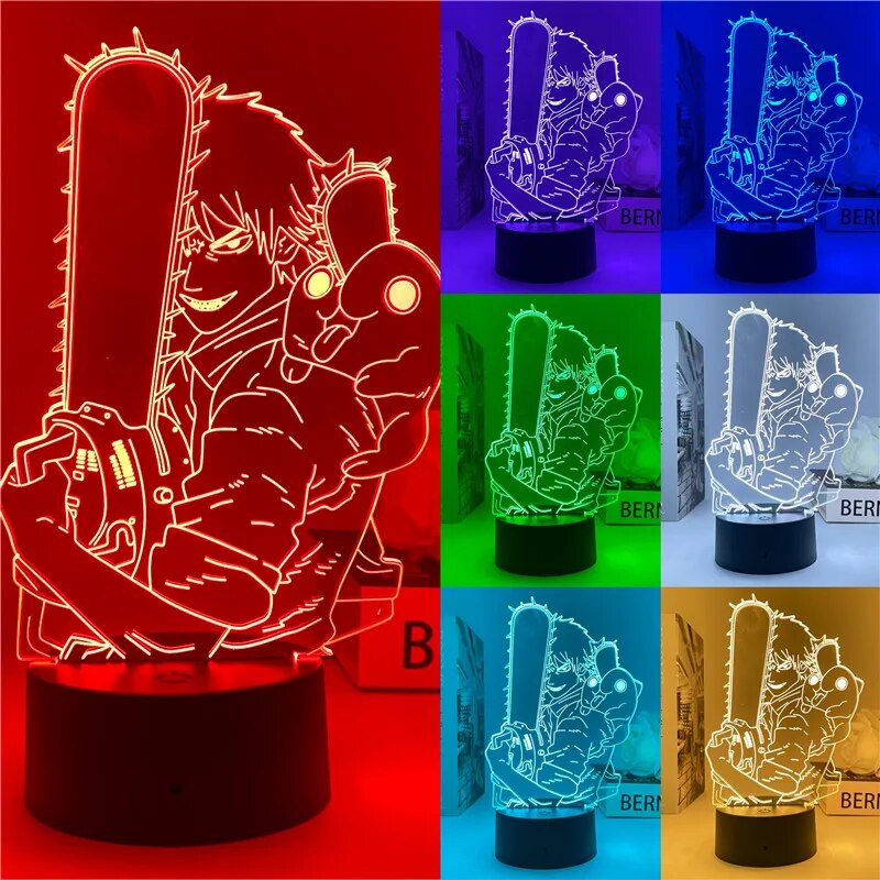 Chainsaw Man3d Night Light Comics Power Pochita Cartoon Character Model Light Bedroom Dormitory Atmosphere Decorative Light